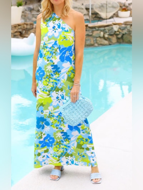 Buru Dresses & Skirts - Buru x Kelly Golightly Caryatid Floral Tropical one shoulder maxi dress size M